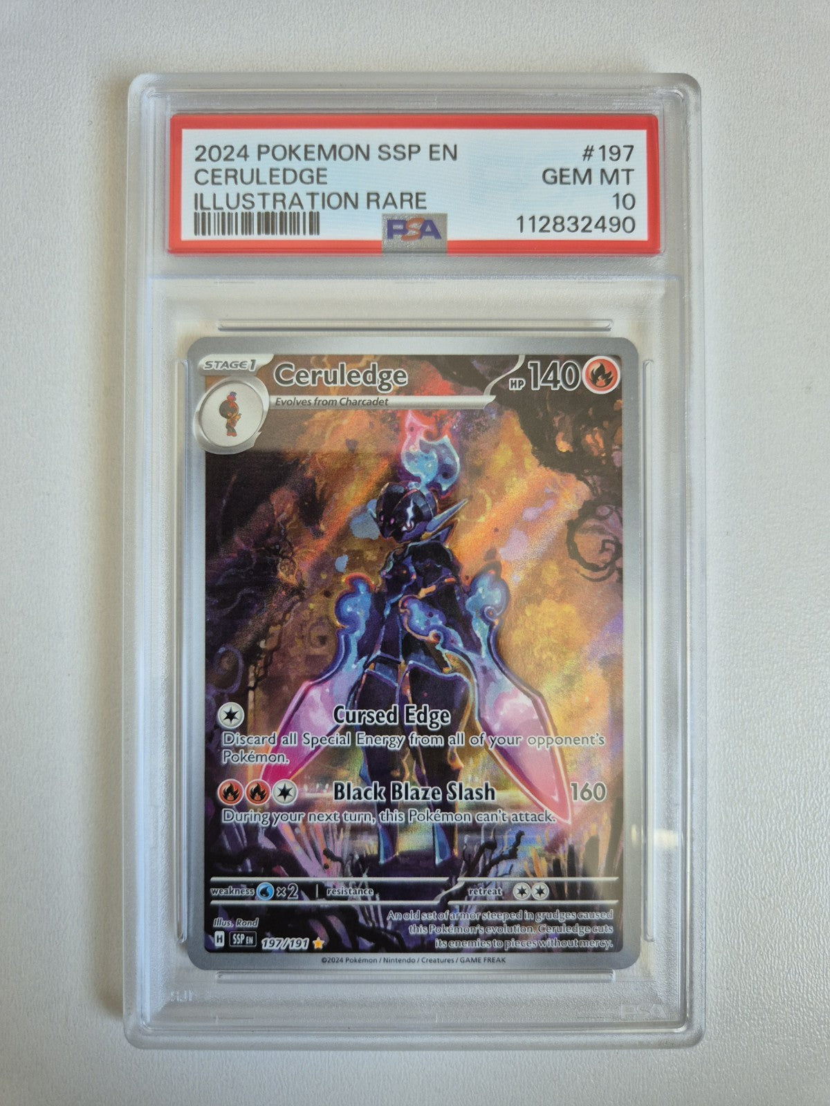 PSA 10 Ceruledge 197/191 Surging Sparks Illustration Rare Pokémon TCG GEM MINT