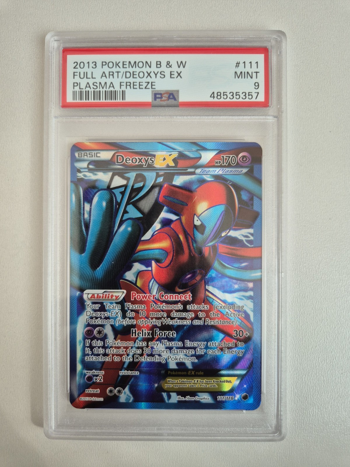 PSA 9 Deoxys EX 111/116 Plasma Freeze Black & White Full Art Pokemon TCG MINT