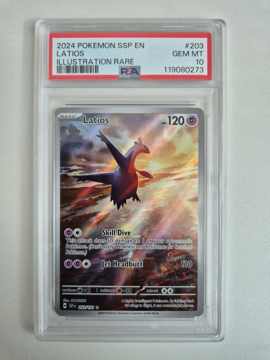 PSA 10 Latios 203/191 Surging Sparks Illustration Rare Pokémon Card GEM MINT