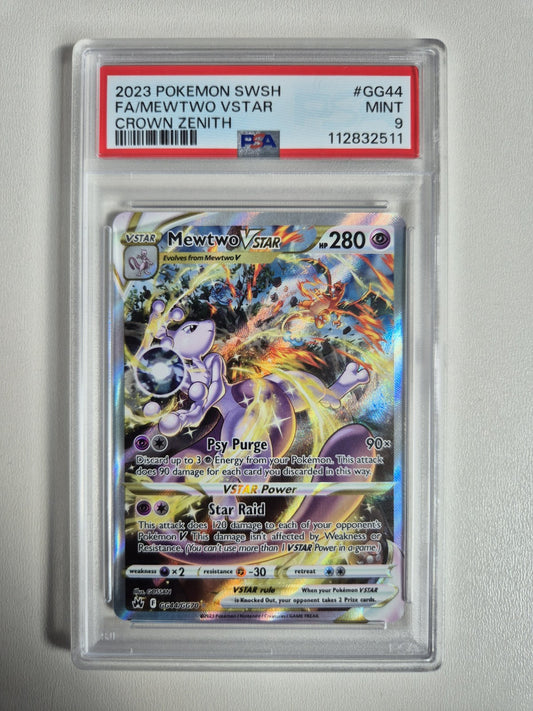 PSA 9 Mewtwo VSTAR GG44 Ultra Rare Crown Zenith Galarian Gallery Pokemon  MINT