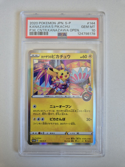PSA 10 Kanazawa's Pikachu 144/S-P PM Center Opening Japanese Holo Promo GEM MINT