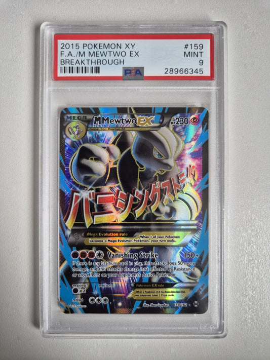 PSA 9 M Mewtwo EX 159/163 XY Breakthrough Full Art Ultra Rare Pokémon Card MINT