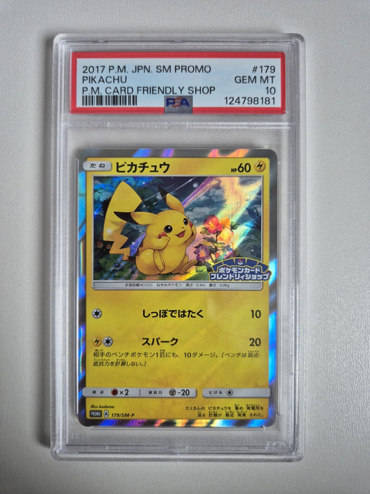 PSA 10 Japanese Pikachu Promo 179/SM-P Card Friendly Shop Pokemon 2017 GEM MINT