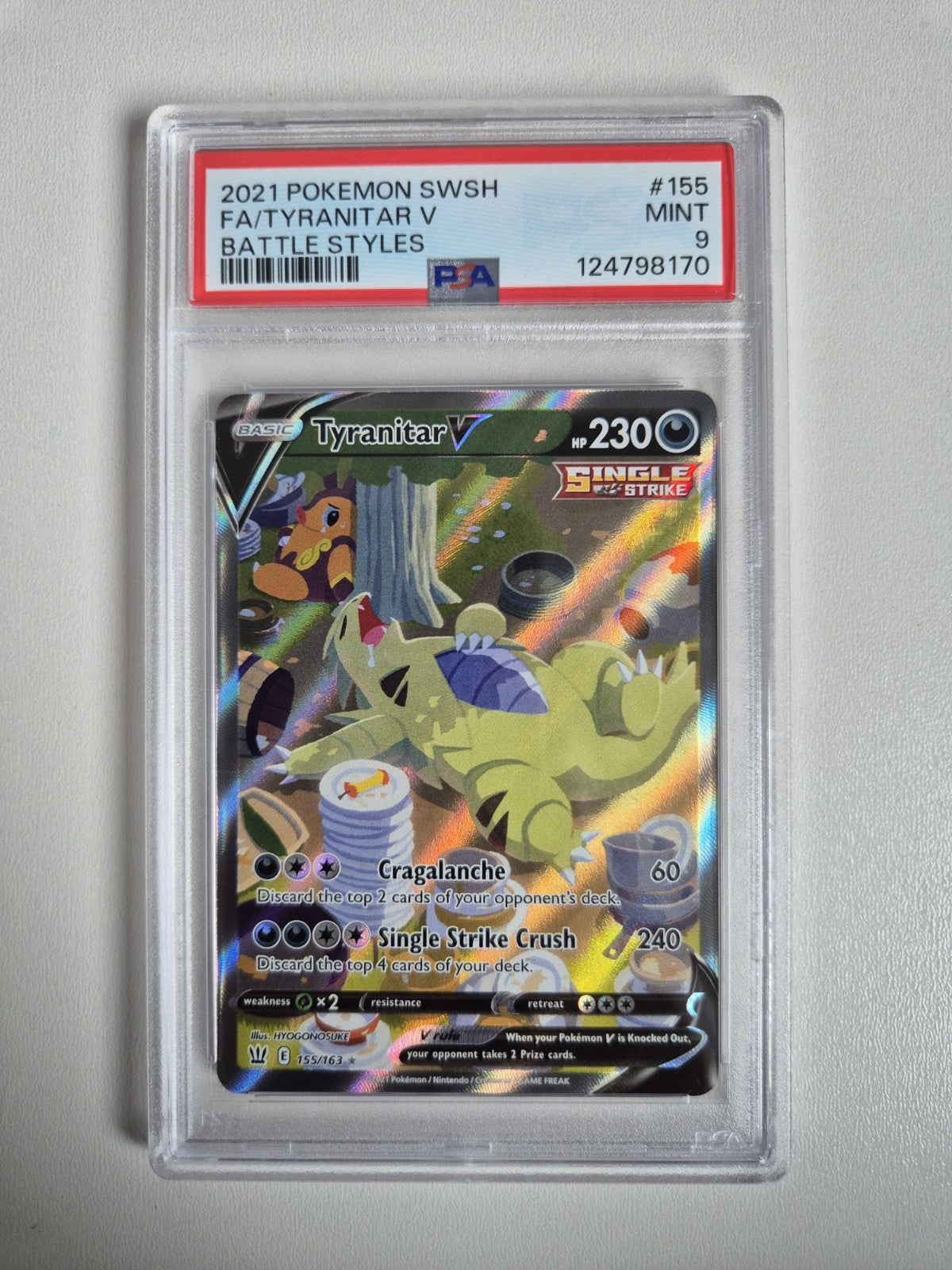 PSA 9 Tyranitar V 155/163 Alternative Art Battle Styles SWSH Pokémon MINT