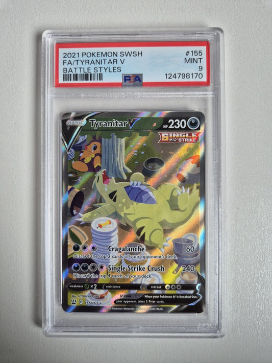 PSA 9 Tyranitar V 155/163 Alternative Art Battle Styles SWSH Pokémon MINT