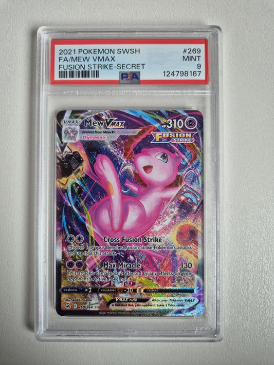 PSA 9 Mew VMAX 269/264 Fusion Strike Holo SWSH Alternate Art Secret Pokémon MINT