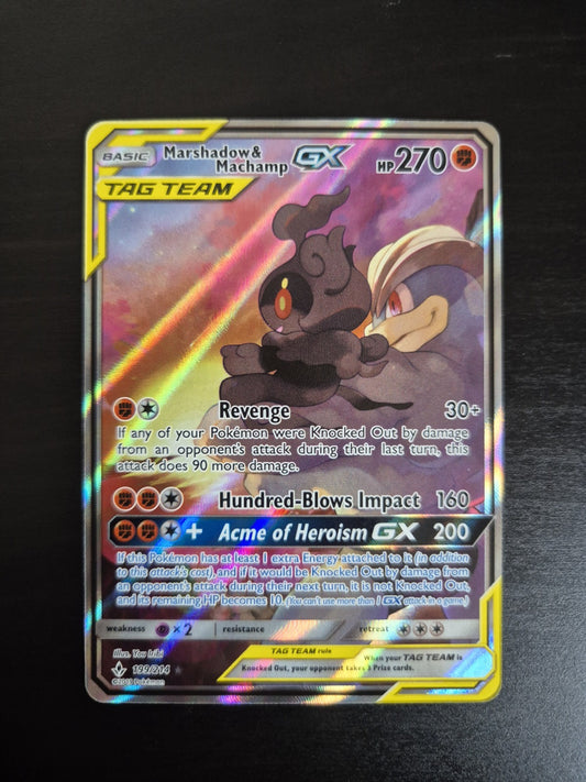 Marshadow & Machamp GX 199/214 S&M Unbroken Bonds Holo Pokémon Near Mint