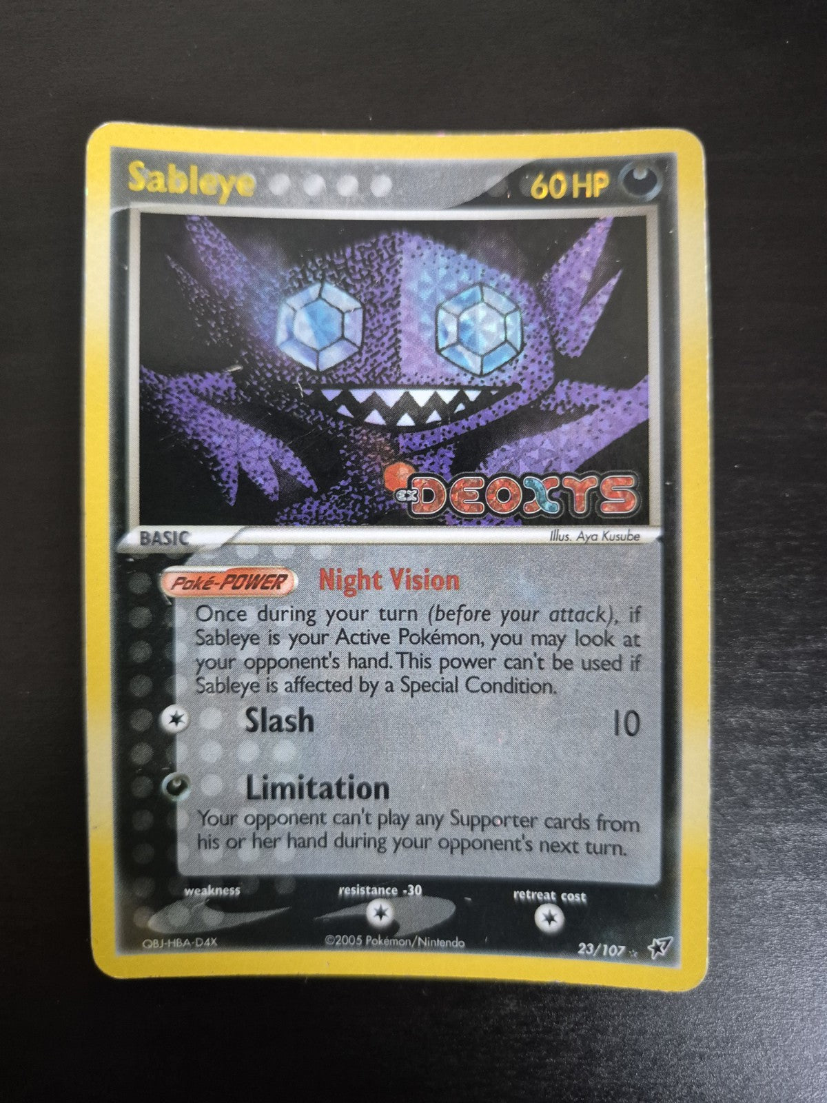 Sableye 23/107 EX Deoxys Pokemon TCG Reverse Holo Rare Stamped 2005 - LP