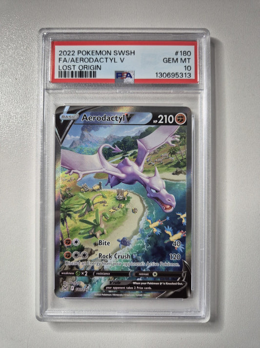 PSA 10 Aerodactyl V 180/196 Lost Origin Alternate Art Pokémon SWSH GEM MINT