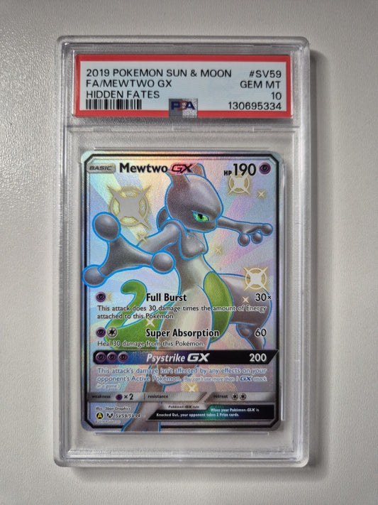 PSA 10 Mewtwo GX SV59/SV94 Full Art SM Hidden Fates Shiny Pokemon GEM MINT