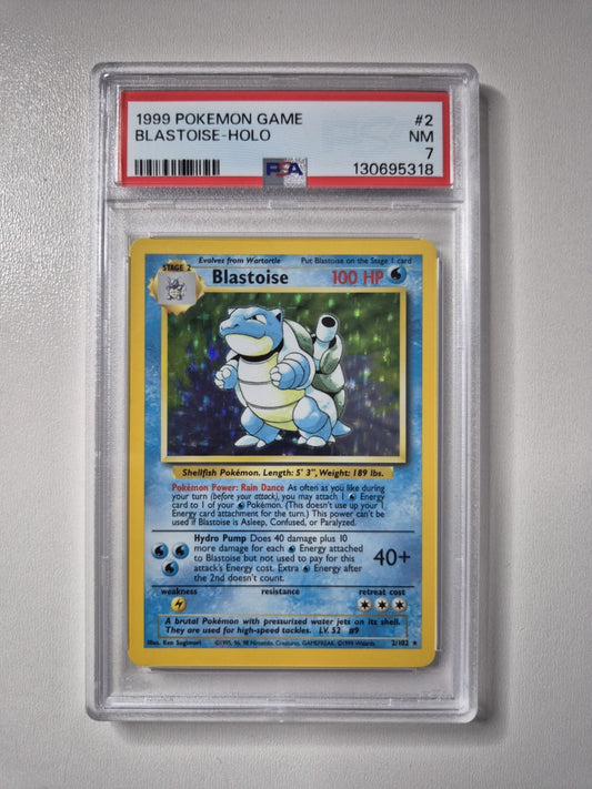 PSA 7 Blastoise Base Set Holo Rare Card 2/102 Vintage Pokémon TCG NEAR MINT