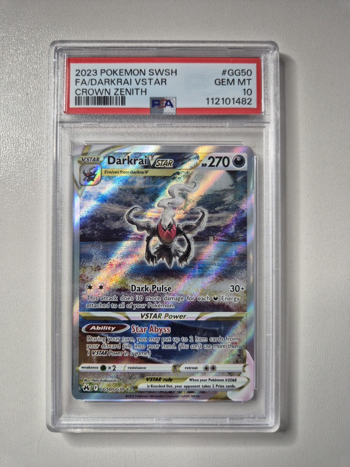 PSA 10 Darkrai VSTAR GG50/GG70 Crown Zenith Galarian Gallery Pokémon GEM MINT