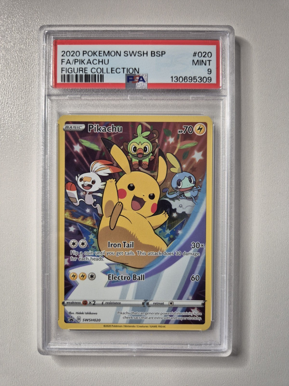 PSA 9  Pikachu SWSH020 Full Art SWSH Black Star Promo Pokemon Card TCG MINT