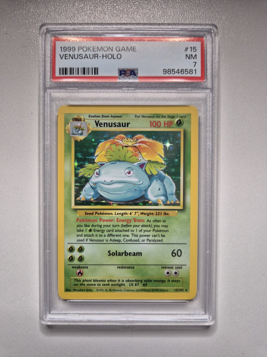PSA 7 Venusaur Holo Unlimited Base Set 15/102 Vintage Pokemon Rare NEAR MINT