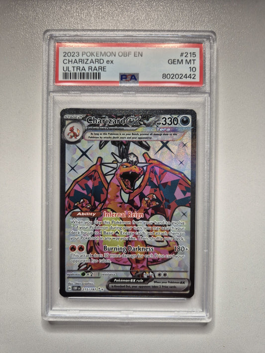 PSA 10 Charizard ex 215/197 Pokemon Obsidian Flames Ultra Rare GEM MINT