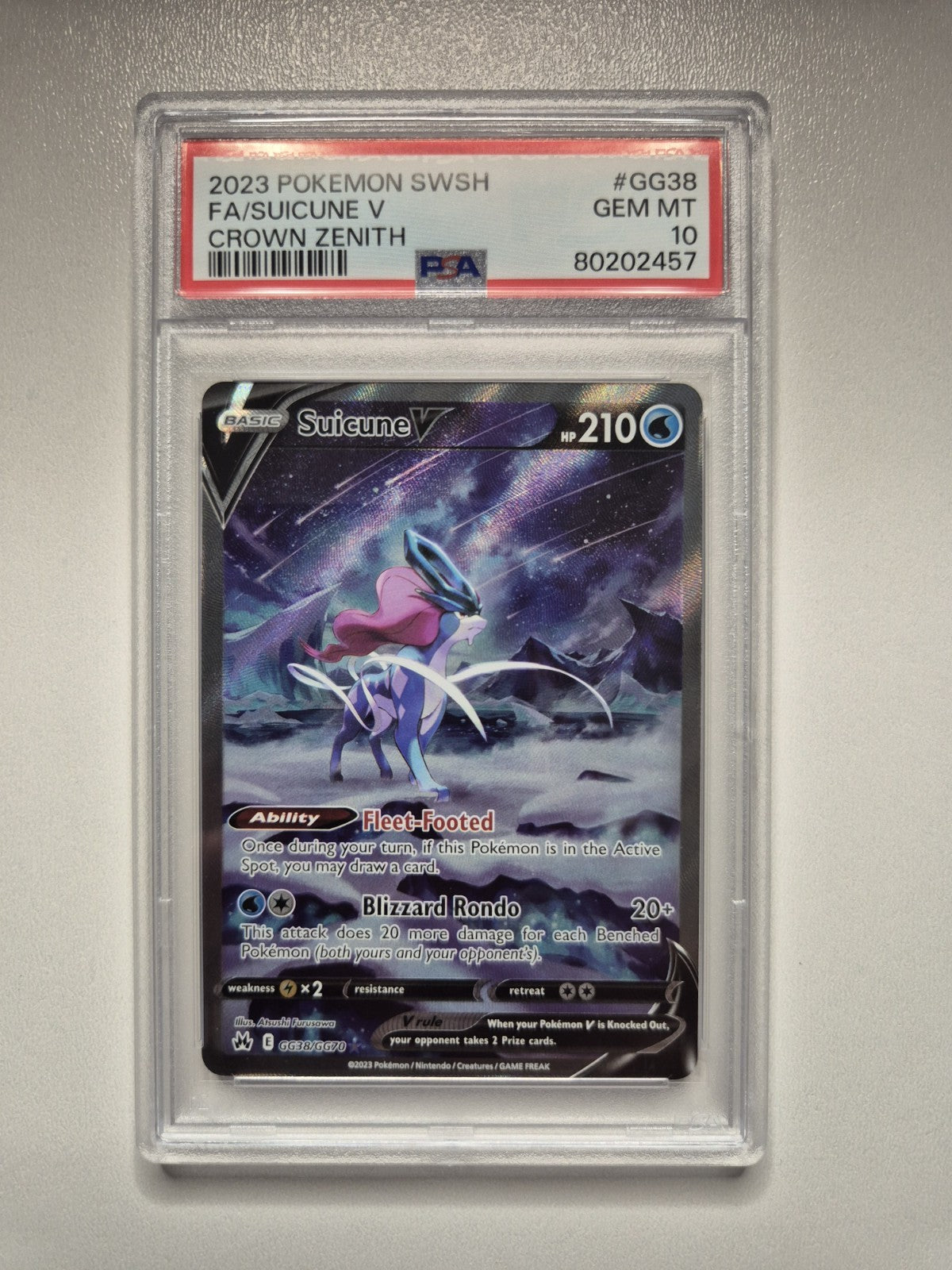 PSA 10 Suicune V GG38/GG70 Crown Zenith Ultra Rare Pokémon TCG GEM MINT