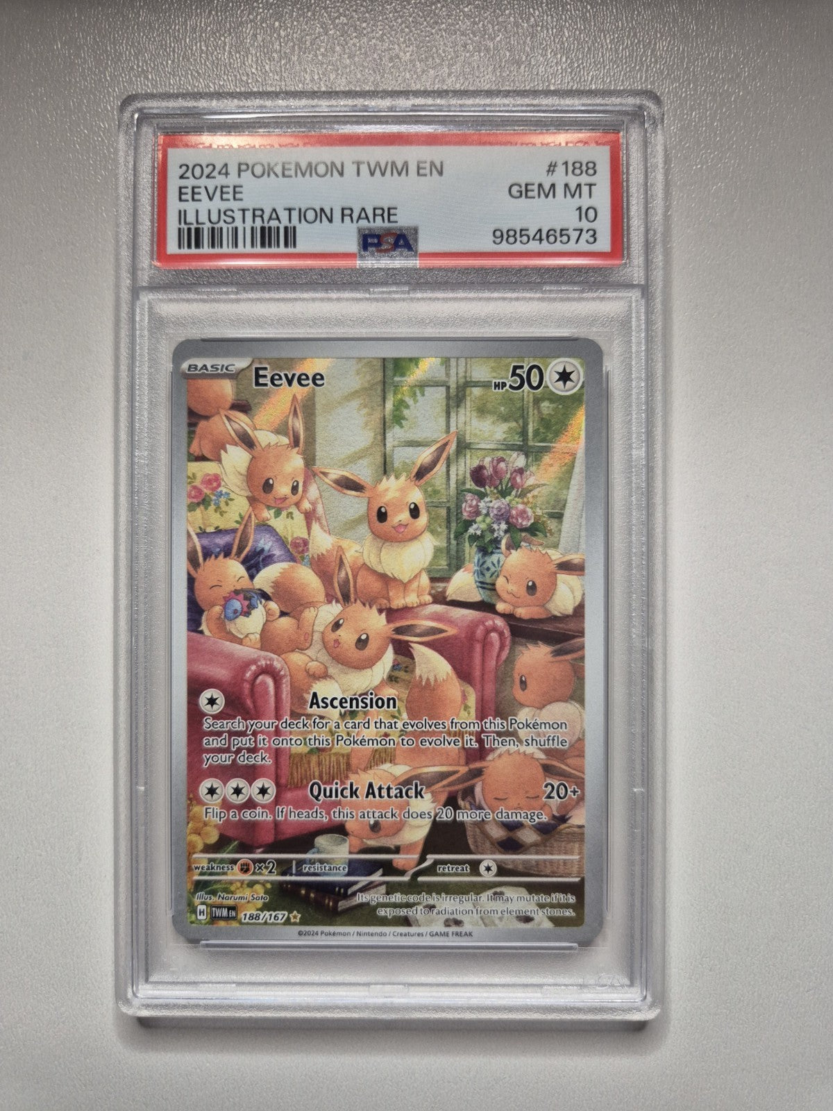 PSA 10 Eevee 188/167 Twilight Masquerade Illustration Rare Pokemon GEM MINT