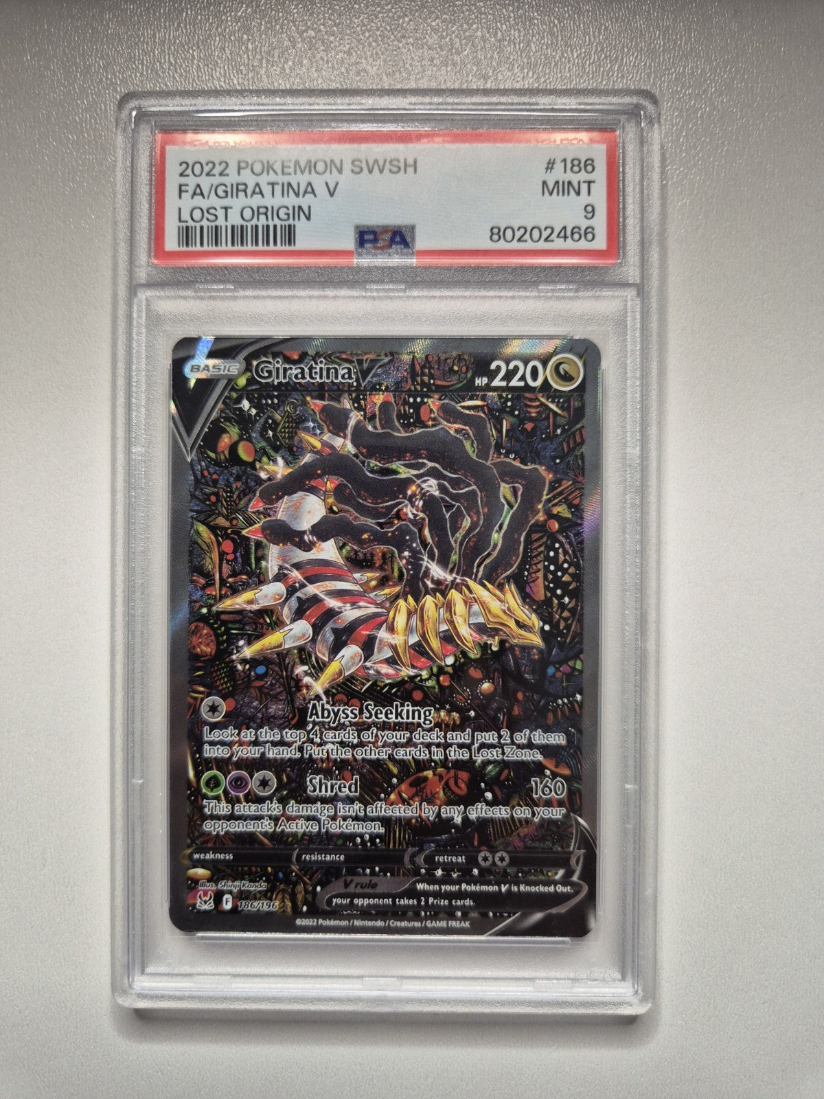 PSA 9 Giratina V Lost Origin 186/196 Holo Alt Art Ultra Rare SWSH Pokémon MINT