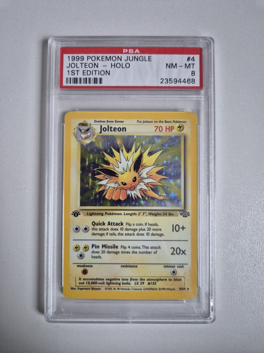 PSA 8 Jolteon 4/64 1st Edition Jungle Holo Rare WOTC Vintage Pokémon NM-MT