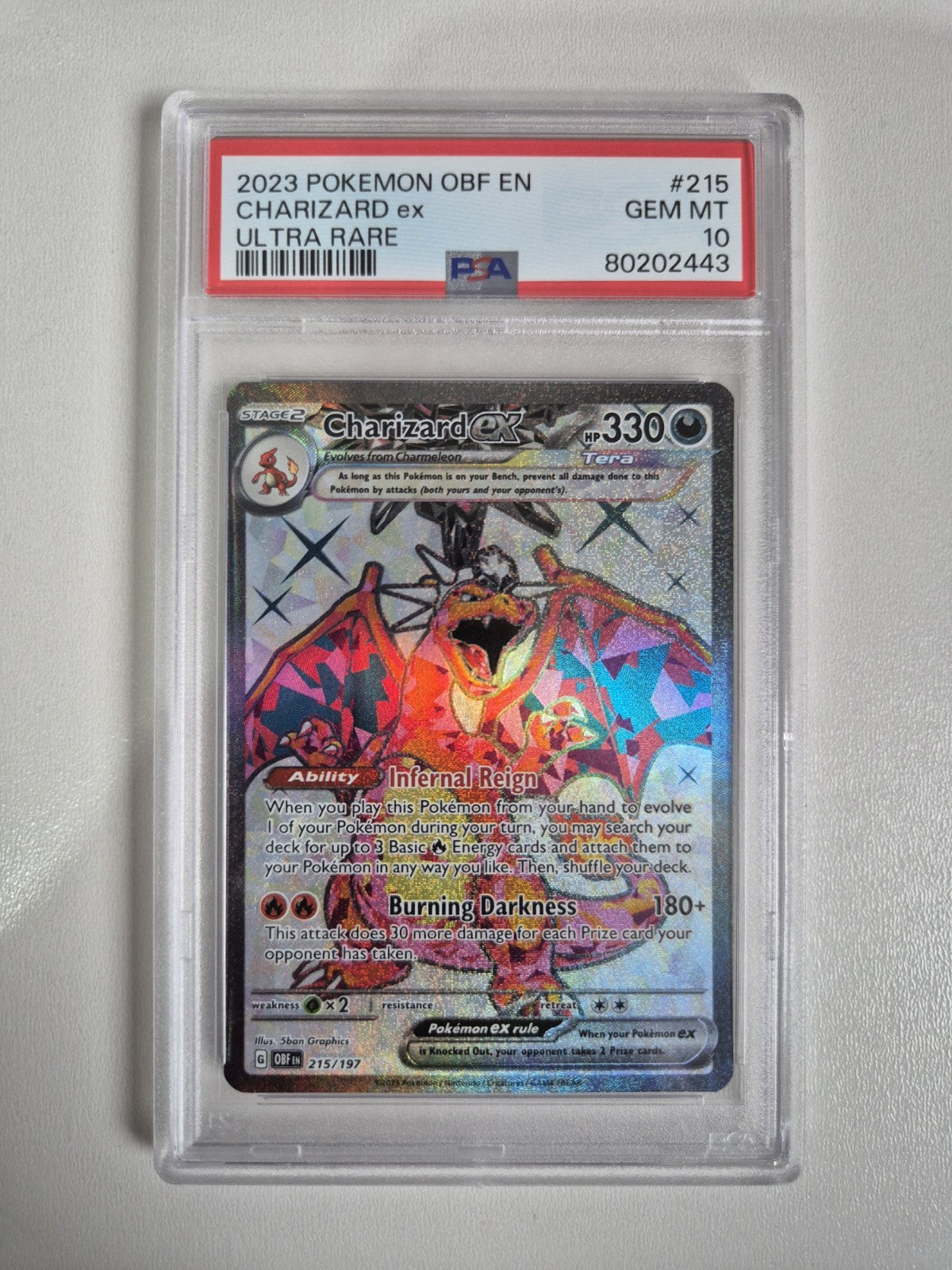 PSA 10 Charizard ex 215/197 Obsidian Flames Ultra Rare Pokemon GEM MINT