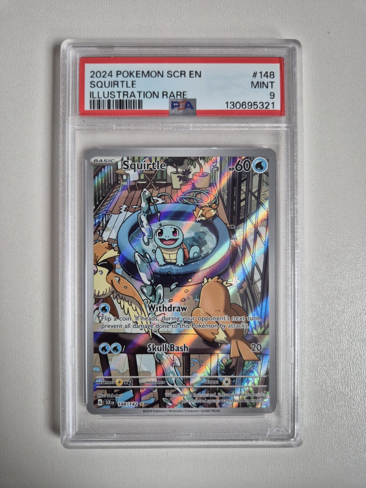 PSA 9 Squirtle 148/142 Illustration Rare Stellar Crown Pokémon TCG MINT