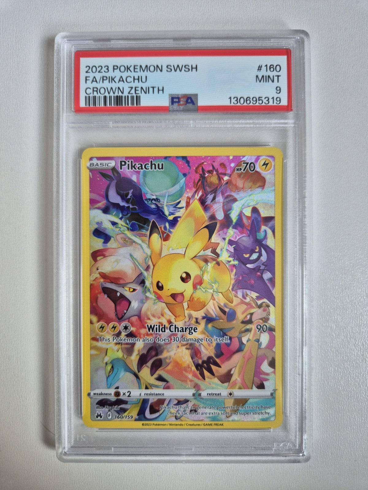 PSA 9 Pikachu Crown Zenith  160/159 Secret Rare Holo Card Pokémon TCG MINT