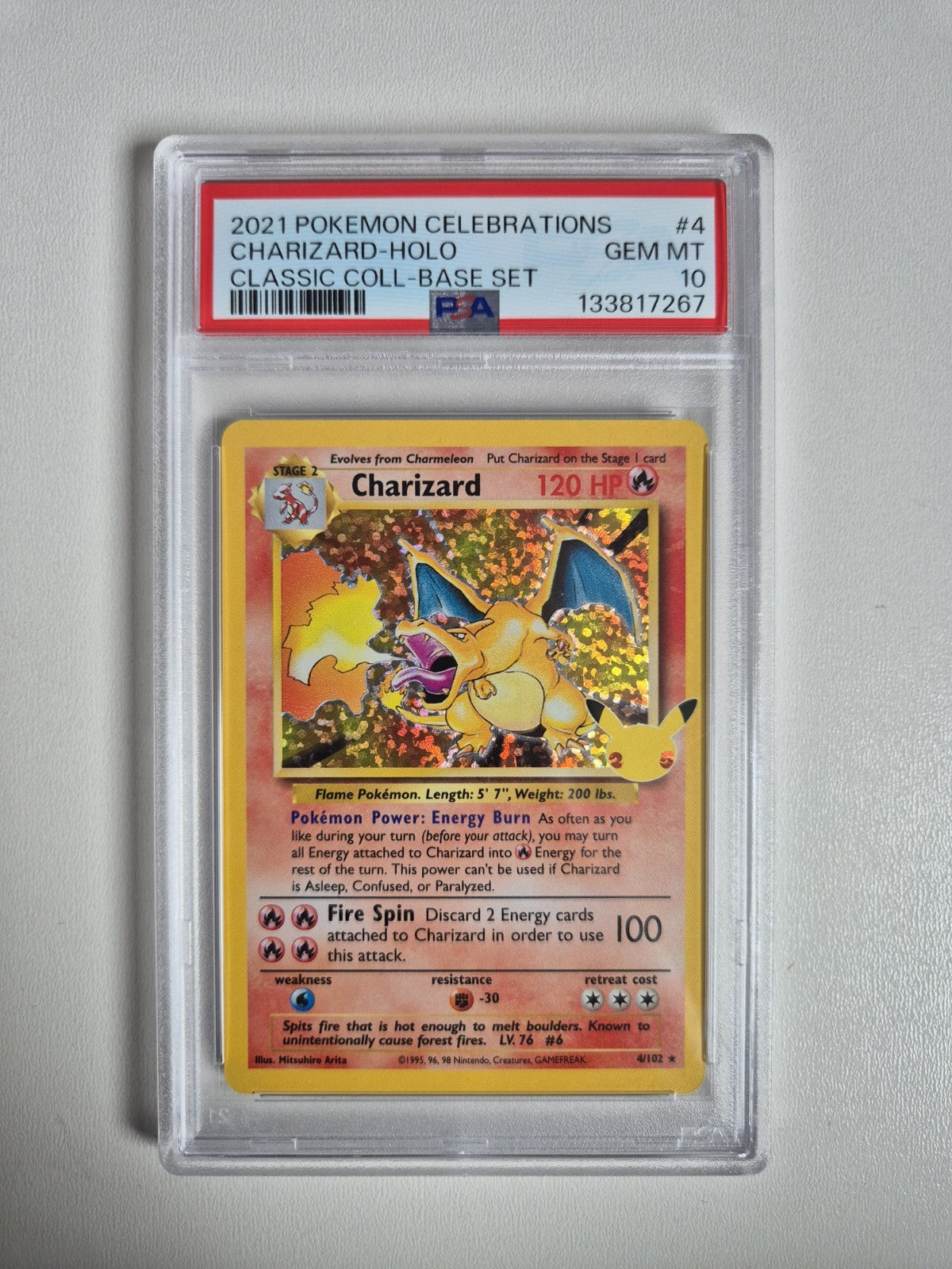 PSA 10 Charizard 4/102 Celebrations Classic Collection Pokemon Card GEM MINT