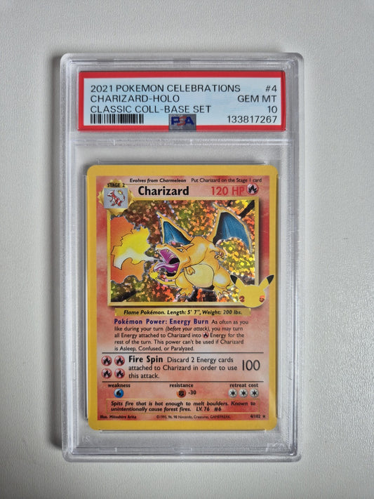 PSA 10 Charizard 4/102 Celebrations Classic Collection Pokemon Card GEM MINT