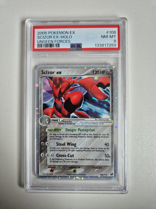 PSA 8 Scizor 108 ex Unseen Forces Ultra Rare Holo New Cert Pokémon NM-MT
