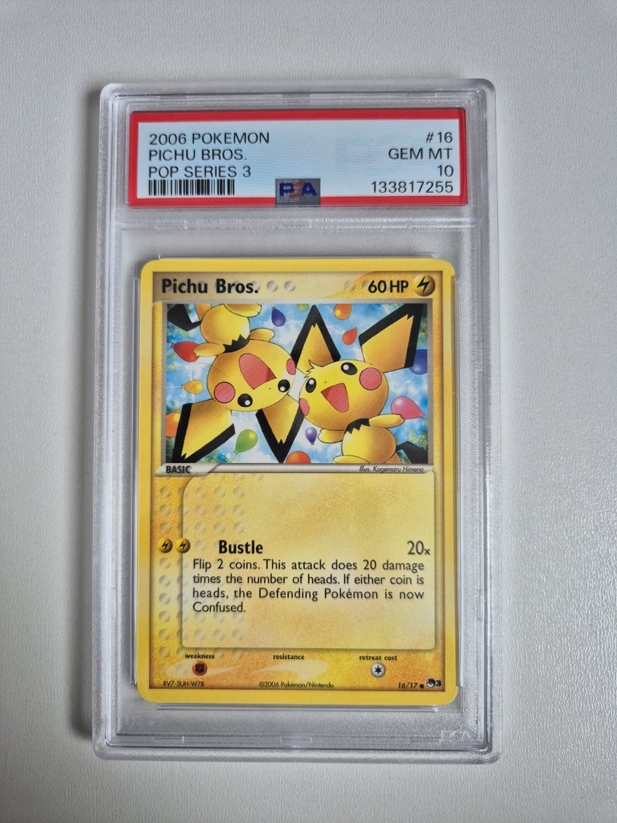 PSA 10 Pichu Bros. 16/17 Pop Series 3  Vintage Rare K.Himeno POP 100 GEM MINT
