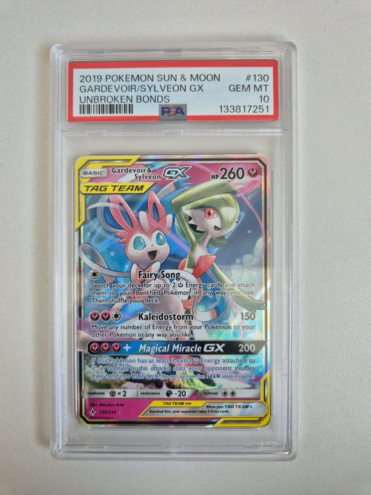 PSA 10 Gardevoir & Sylveon GX 130/214 Unbroken Bonds Pokémon Holo Rare GEM MINT