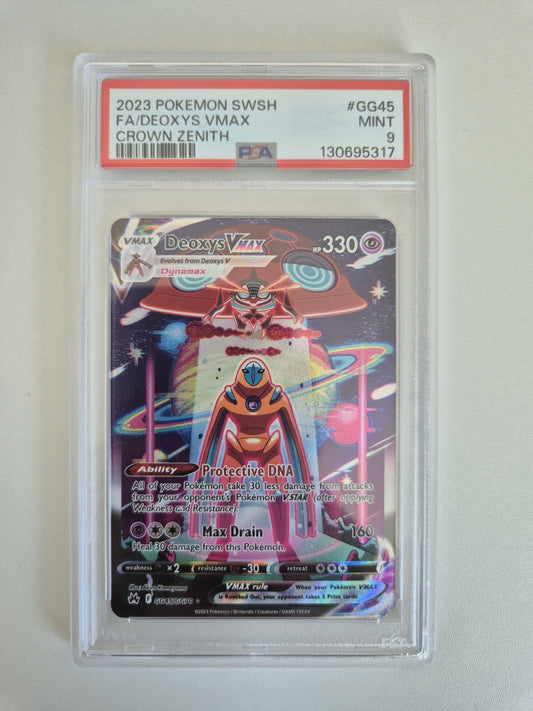PSA 9 Deoxys VMAX GG45 Crown Zenith Full Art Galarian Gallery Pokemon MINT