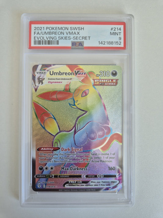 PSA 9 Umbreon VMAX 214/203 Evolving Skies Rainbow Full Art Pokemon TCG MINT