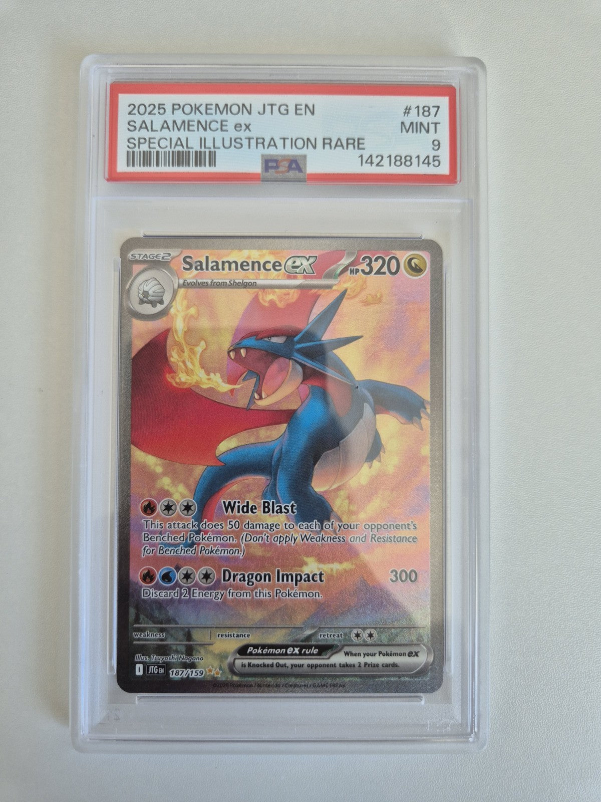 PSA 9 Salamence ex 187/159 Journey Together Ultra Rare SIR Pokemon Card MINT
