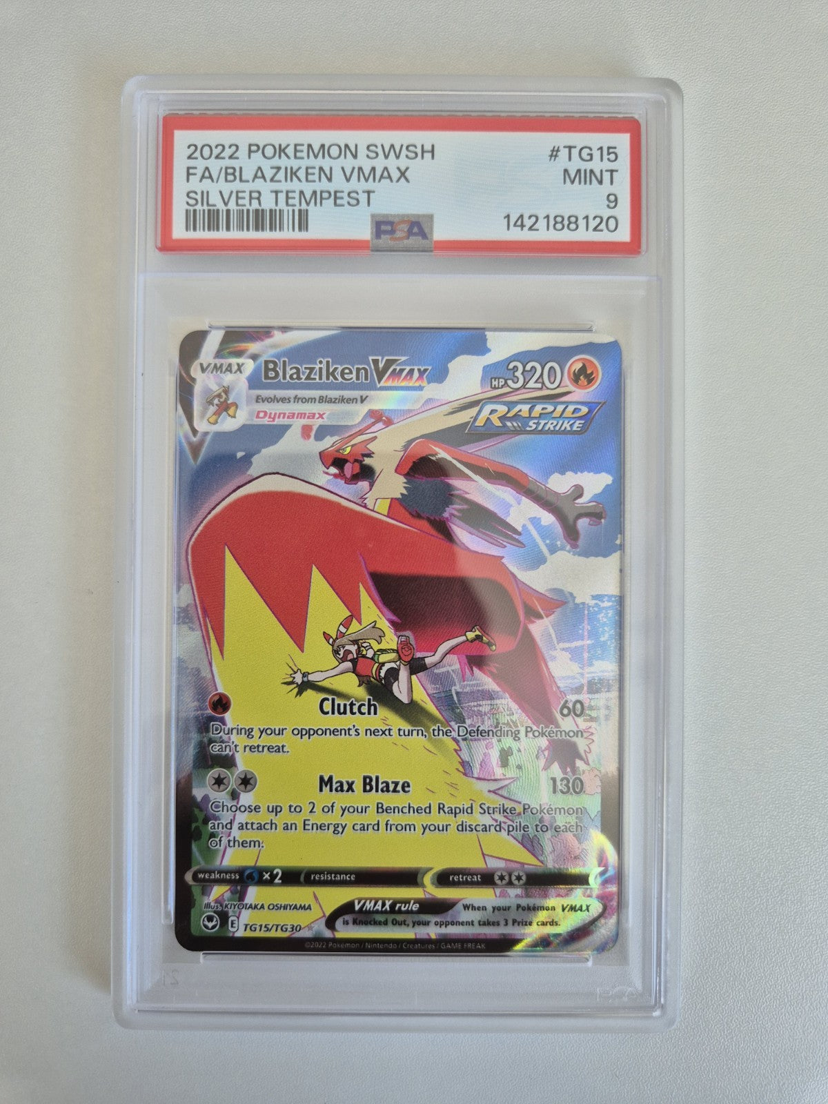 PSA 9 Blaziken VMAX TG15/TG30 Silver Tempest Trainer Gallery Pokemon TCG MINT