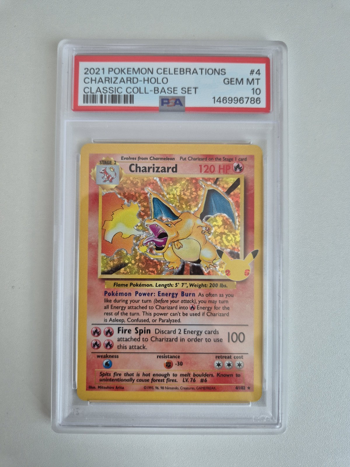 PSA 10 Charizard 4/102 Celebrations Classic Collection Pokemon TCG Card GEM MINT