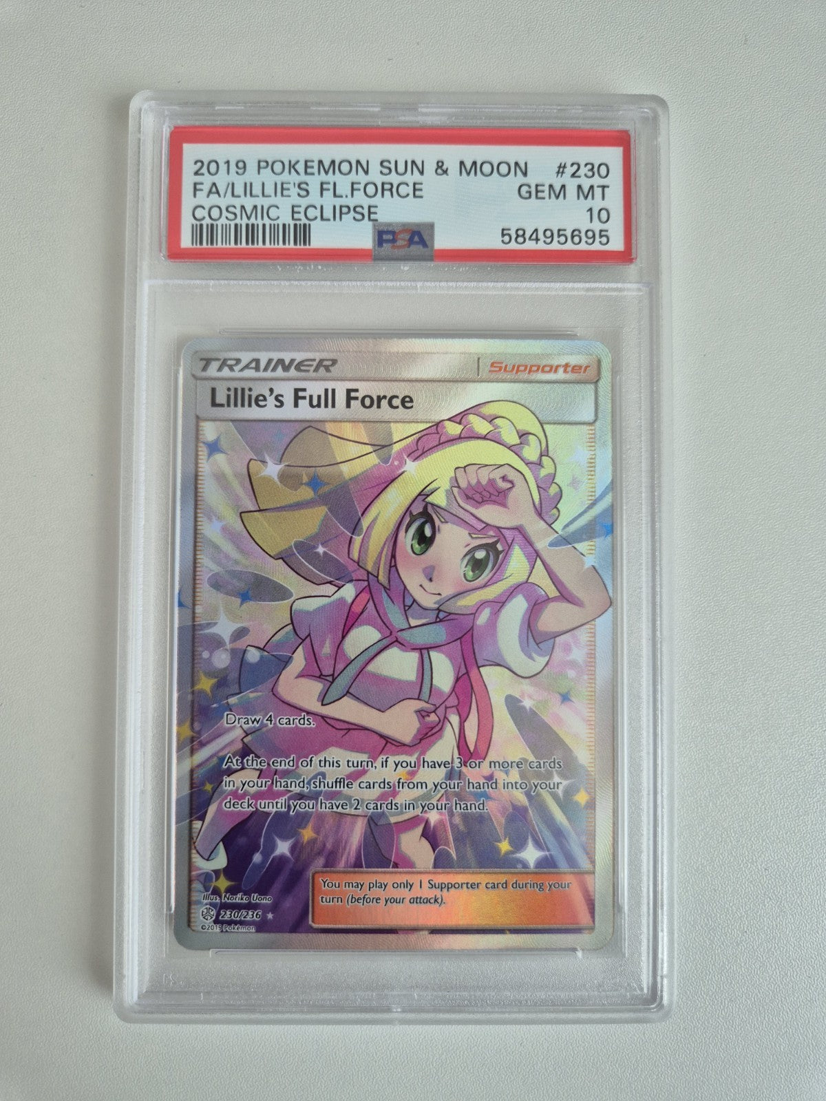 PSA 10 Lillie's Full Force 230/236 Cosmic Eclipse Full Art Pokémon GEM MINT