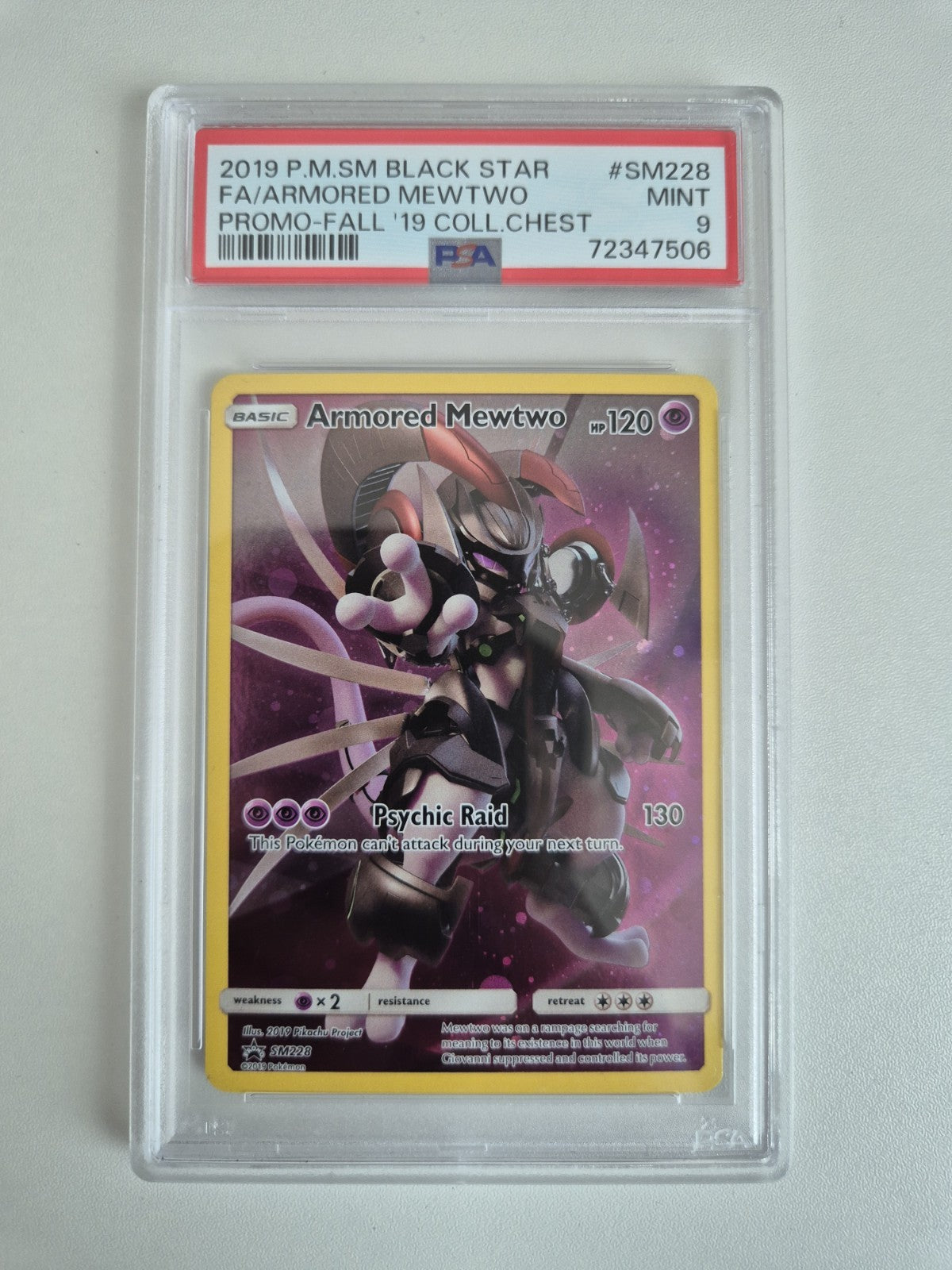 PSA 9 Armored Mewtwo SM228 Fall '19 Collection Chest Promo Pokemon GEM MINT