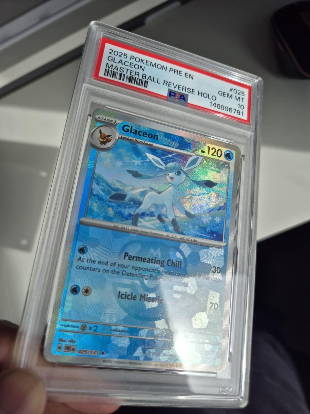 PSA 10 Glaceon Masterball 025/131 Prismatic Evolutions Reverse Pokémon GEM MINT
