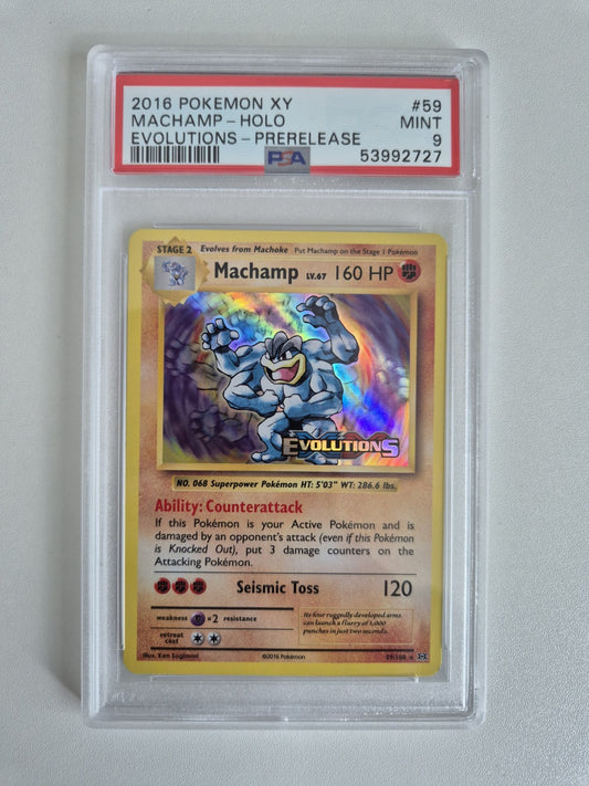 PSA 9 Machamp 59/108 XY Evolutions Prerelease Holo Pokémon Card 2016 MINT